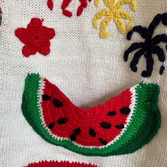 Eagle's Eye Festive Watermelon Knit Vest Vintage 4th of July - Picture 8 of 10